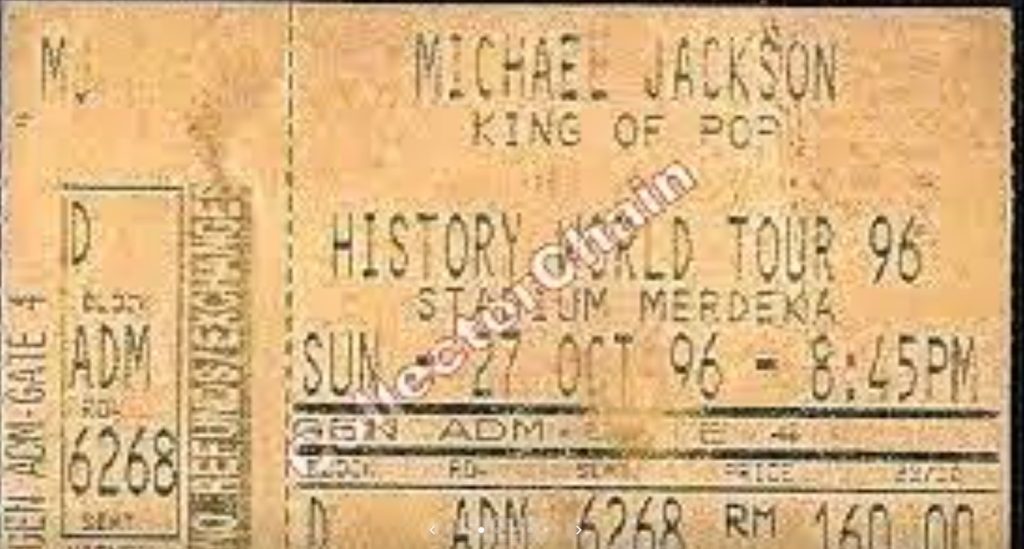 Physical ticket of the HIStory Tour in Kuala Lumpur | TGV Blog
